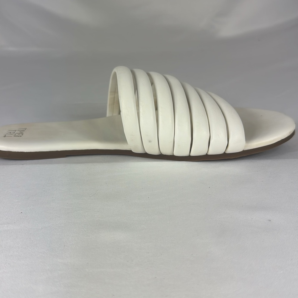Time & Tru White Strappy Slide Sandals Size 7 - Picture 6 of 10